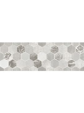 Настенная плитка декор Гексацемент 1664-0197 20х60 светло-серая